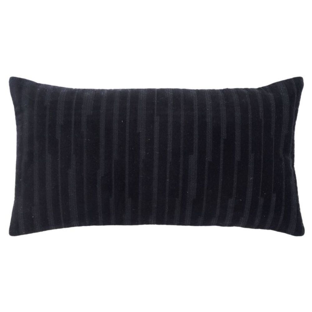 14"x26" Oversized Striped Lumbar Throw Pillow Cover Black - Rizzy Home